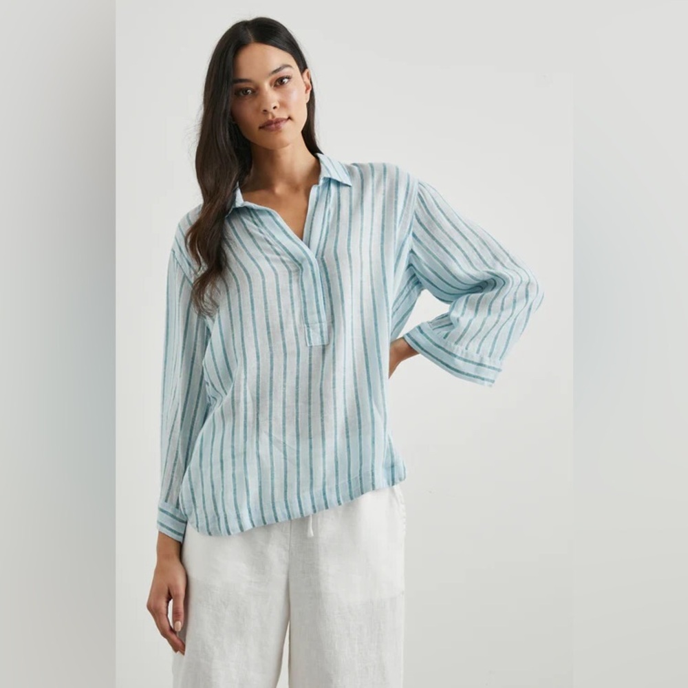 Rails Linen Blend Banks Top